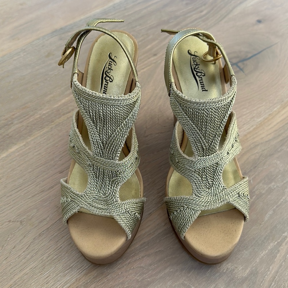 Lucky Brand gold wedges.